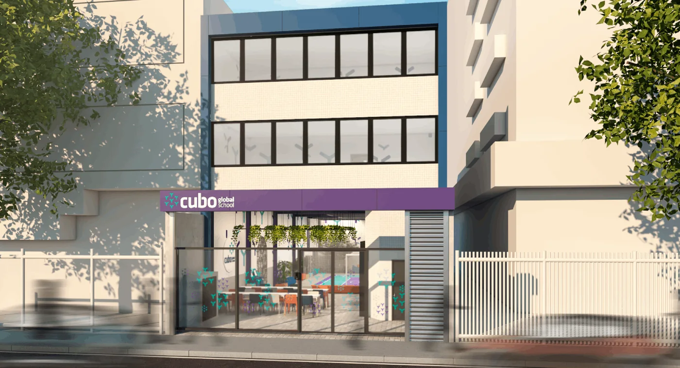 Fachada da unidade Botafogo do Cubo Global School